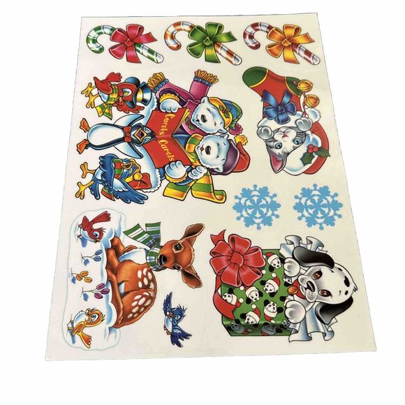 VTG Christmas Static Cling Window Decorations Super Signs 4 Holiday Sheets NEW - Picture 5 of 7